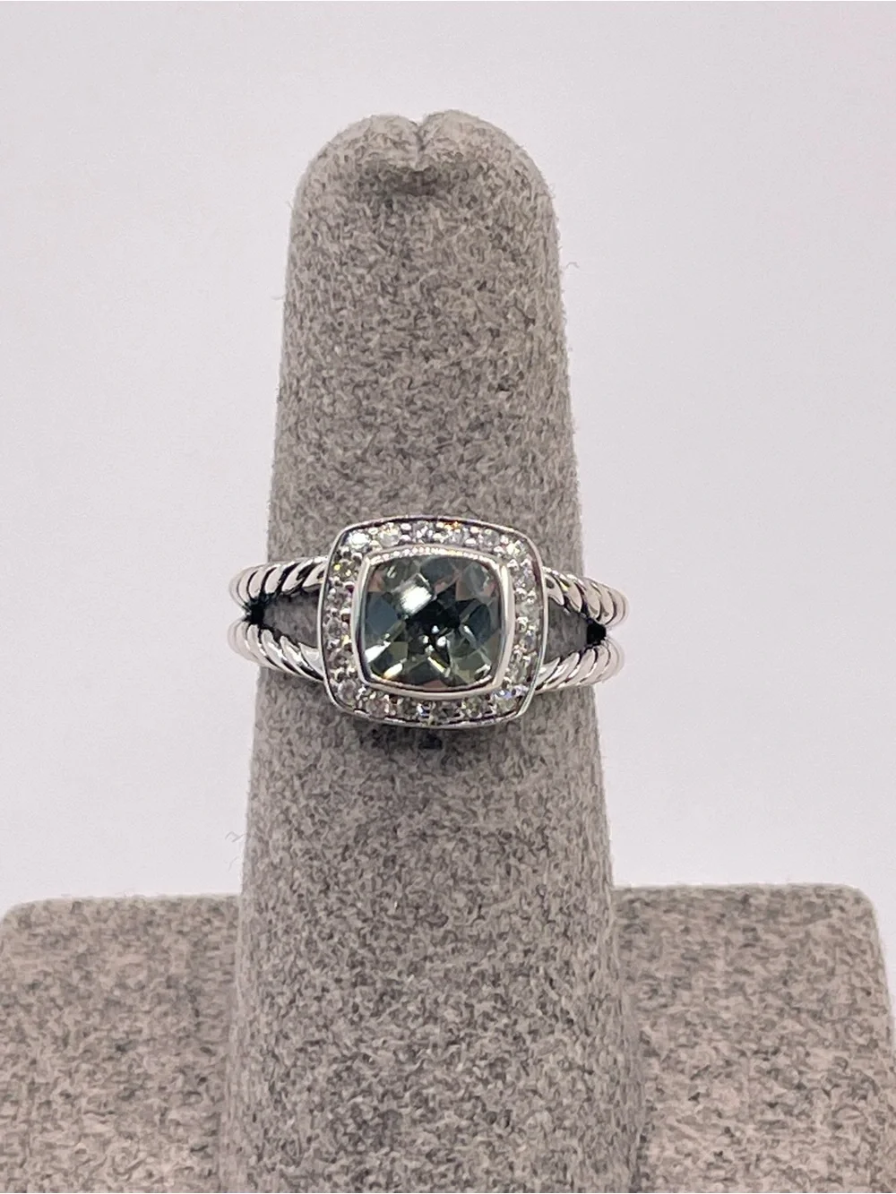 David Yurman Petite Albion Ring with Prasiolite and Diamonds